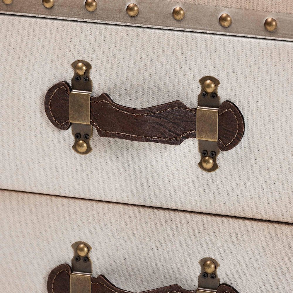 Studio Agatha Vintage Coffee Canvas 2-Drawer Storage Trunk