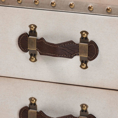 Studio Agatha Vintage Coffee Canvas 2-Drawer Storage Trunk