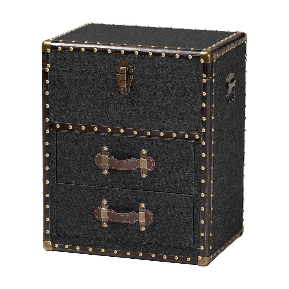 Studio Agatha Vintage Black Canvas 2-Drawer Storage Trunk