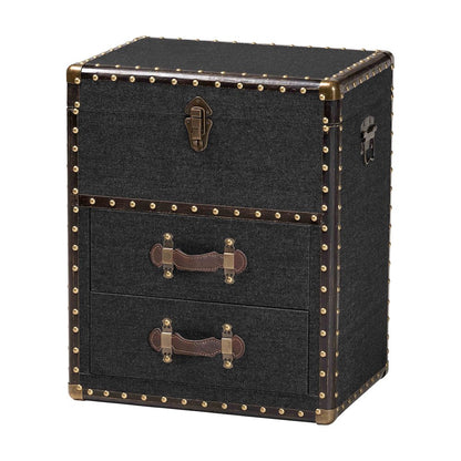 Studio Agatha Vintage Black Canvas 2-Drawer Storage Trunk