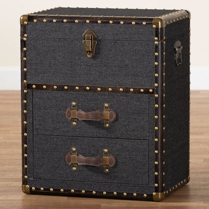 Studio Agatha Vintage Black Canvas 2-Drawer Storage Trunk