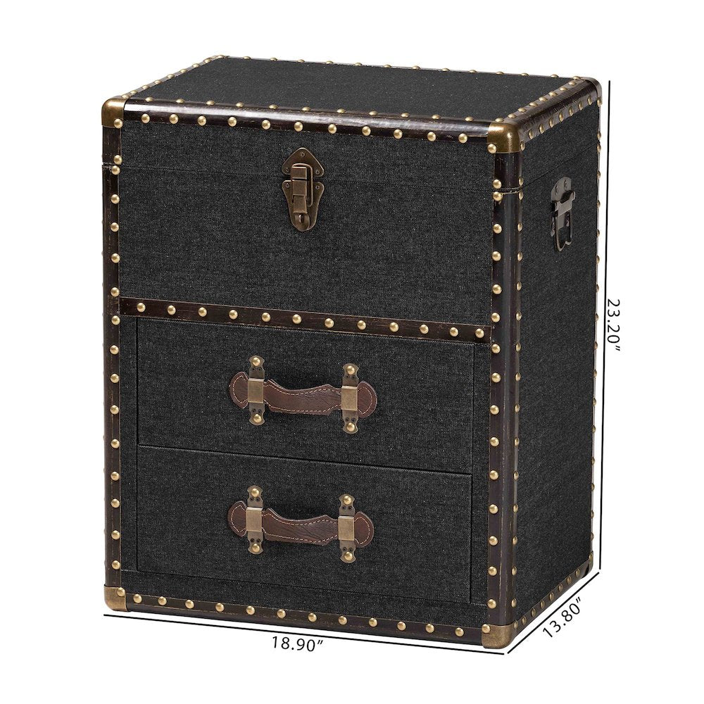 Studio Agatha Vintage Black Canvas 2-Drawer Storage Trunk