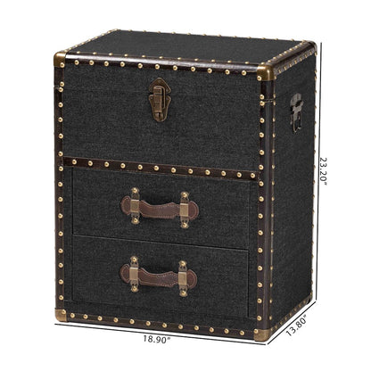 Studio Agatha Vintage Black Canvas 2-Drawer Storage Trunk
