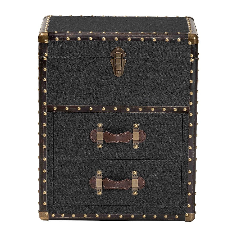 Studio Agatha Vintage Black Canvas 2-Drawer Storage Trunk