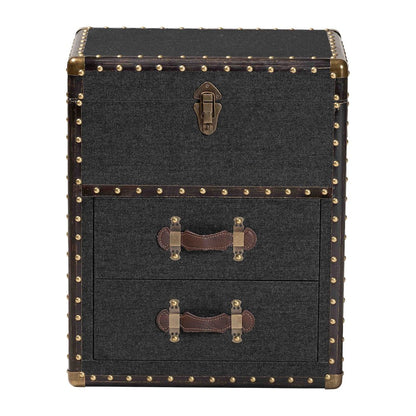 Studio Agatha Vintage Black Canvas 2-Drawer Storage Trunk