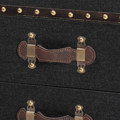 Studio Agatha Vintage Black Canvas 2-Drawer Storage Trunk