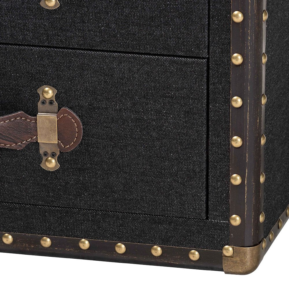 Studio Agatha Vintage Black Canvas 2-Drawer Storage Trunk