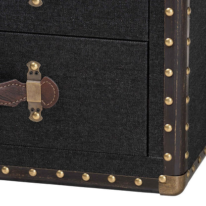 Studio Agatha Vintage Black Canvas 2-Drawer Storage Trunk
