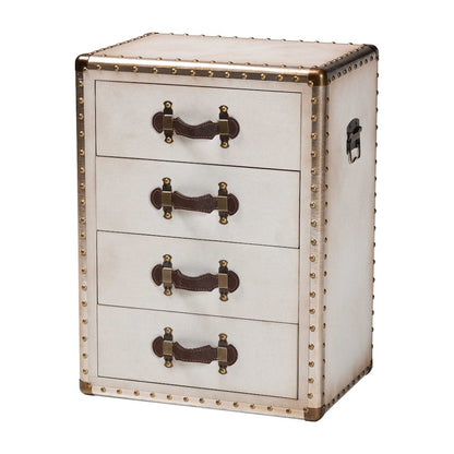 Studio Jaelyn Vintage Coffee Canvas 4-Drawer End Table