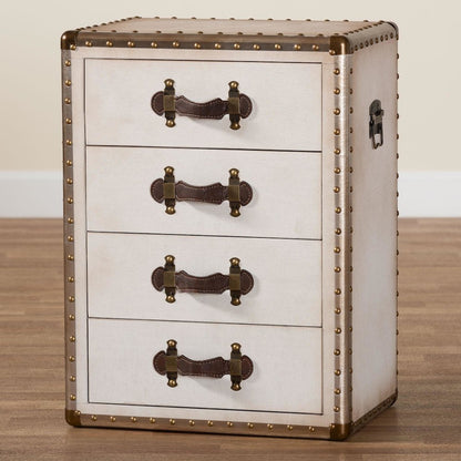 Studio Jaelyn Vintage Coffee Canvas 4-Drawer End Table