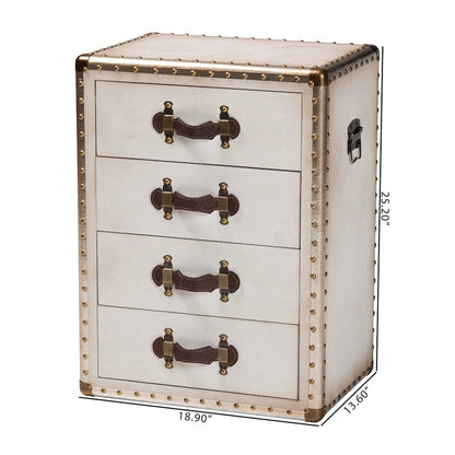 Studio Jaelyn Vintage Coffee Canvas 4-Drawer End Table