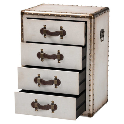 Studio Jaelyn Vintage Coffee Canvas 4-Drawer End Table