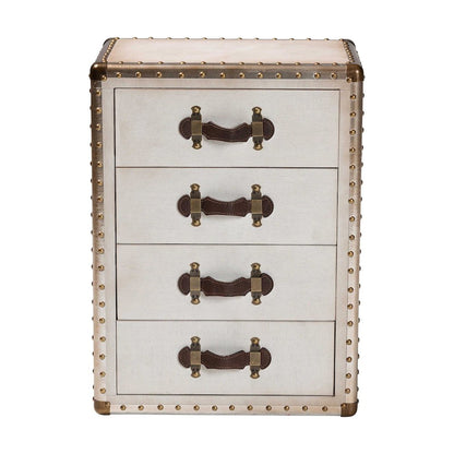 Studio Jaelyn Vintage Coffee Canvas 4-Drawer End Table