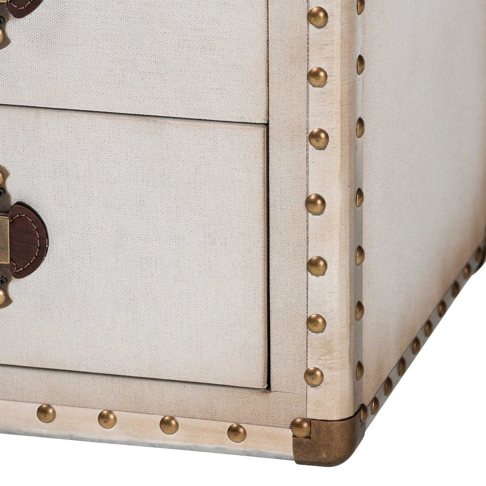 Studio Jaelyn Vintage Coffee Canvas 4-Drawer End Table
