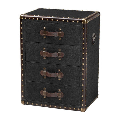Studio Jaelyn Vintage Black Canvas 4-Drawer End Table