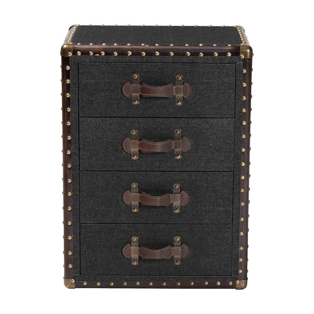 Studio Jaelyn Vintage Black Canvas 4-Drawer End Table