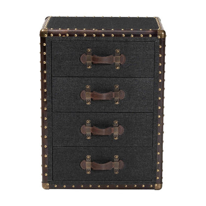 Studio Jaelyn Vintage Black Canvas 4-Drawer End Table
