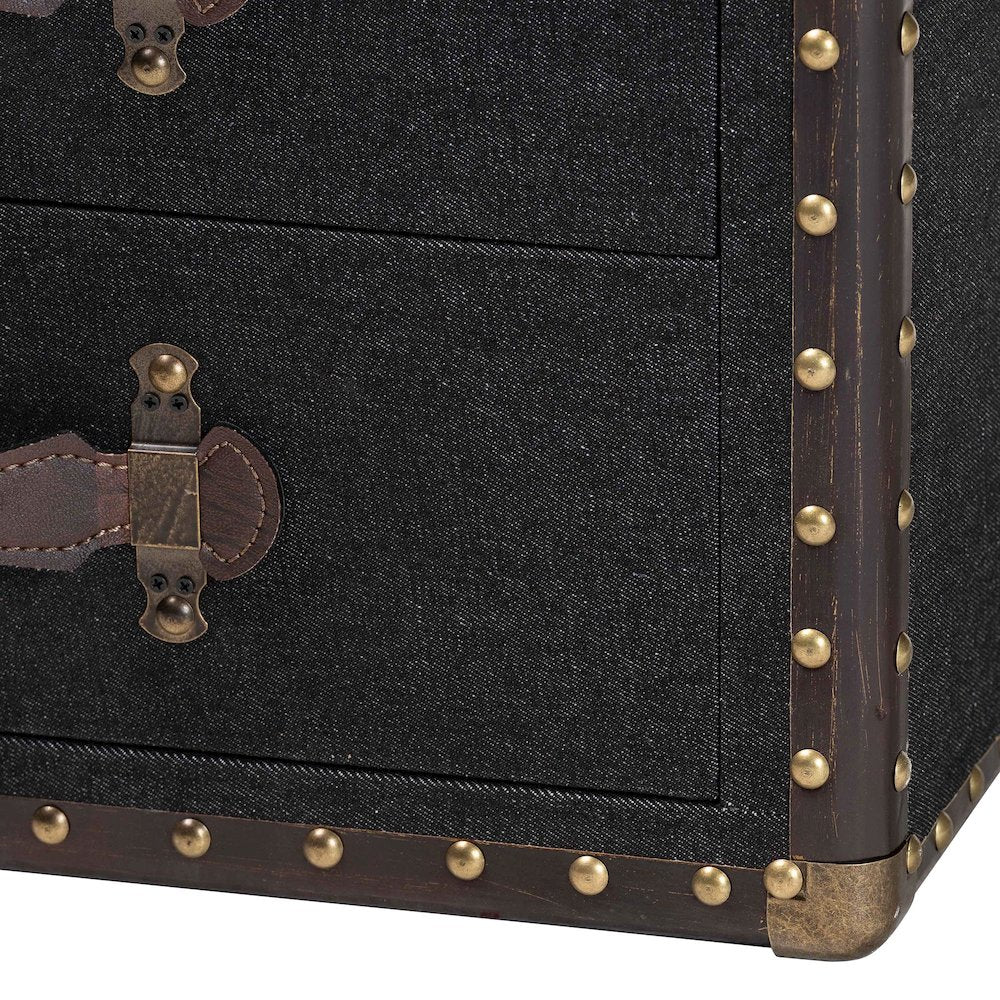 Studio Jaelyn Vintage Black Canvas 4-Drawer End Table