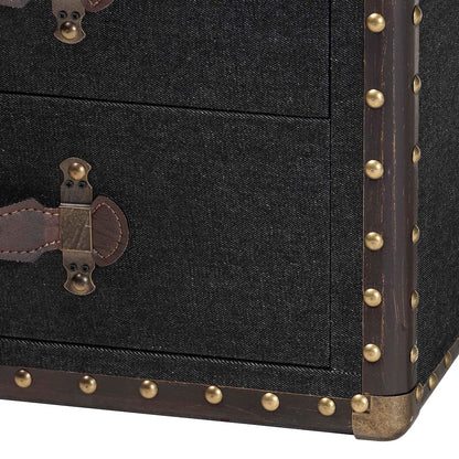 Studio Jaelyn Vintage Black Canvas 4-Drawer End Table