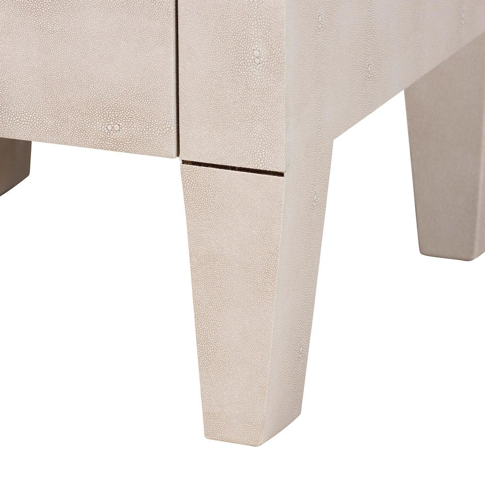 Leyna Modern Beige Faux Shagreen 3-Drawer End Table