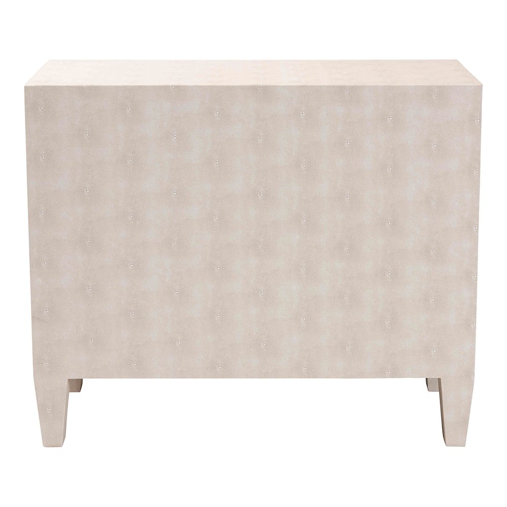 Leyna Modern Beige Faux Shagreen 3-Drawer Storage Cabinet