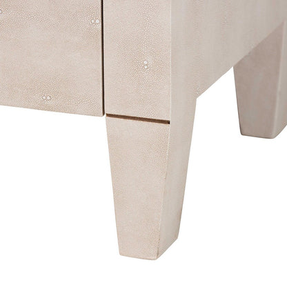 Leyna Modern Beige Faux Shagreen 3-Drawer Storage Cabinet