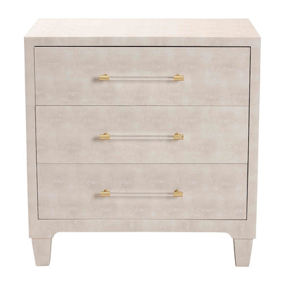 Nira Modern Beige Faux Shagreen 3-Drawer Storage Cabinet