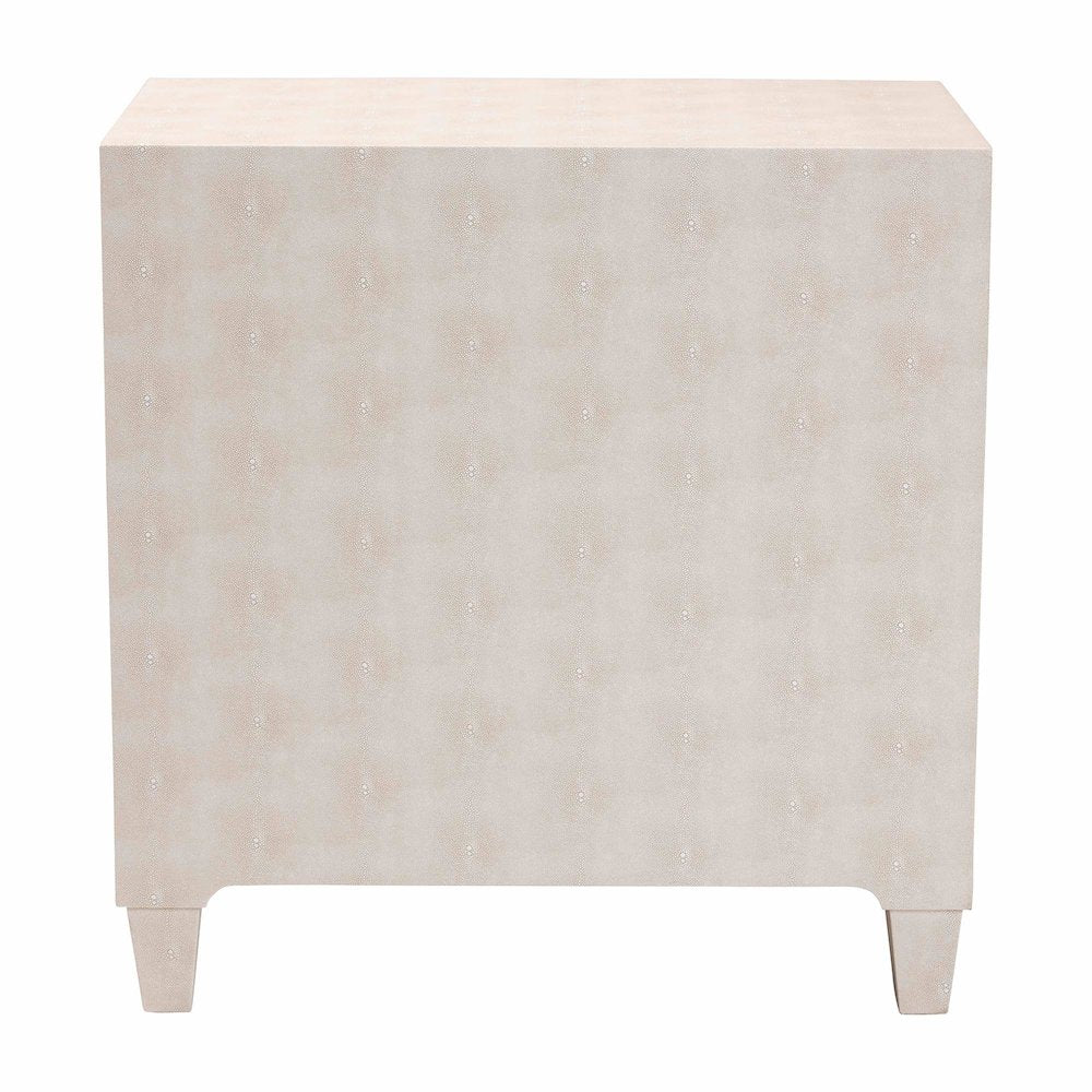 Nira Modern Beige Faux Shagreen 3-Drawer Storage Cabinet