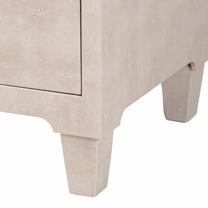 Nira Modern Beige Faux Shagreen 3-Drawer Storage Cabinet