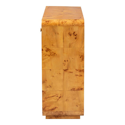 Netra Modern and  Natural Real Burl Wood Console Table