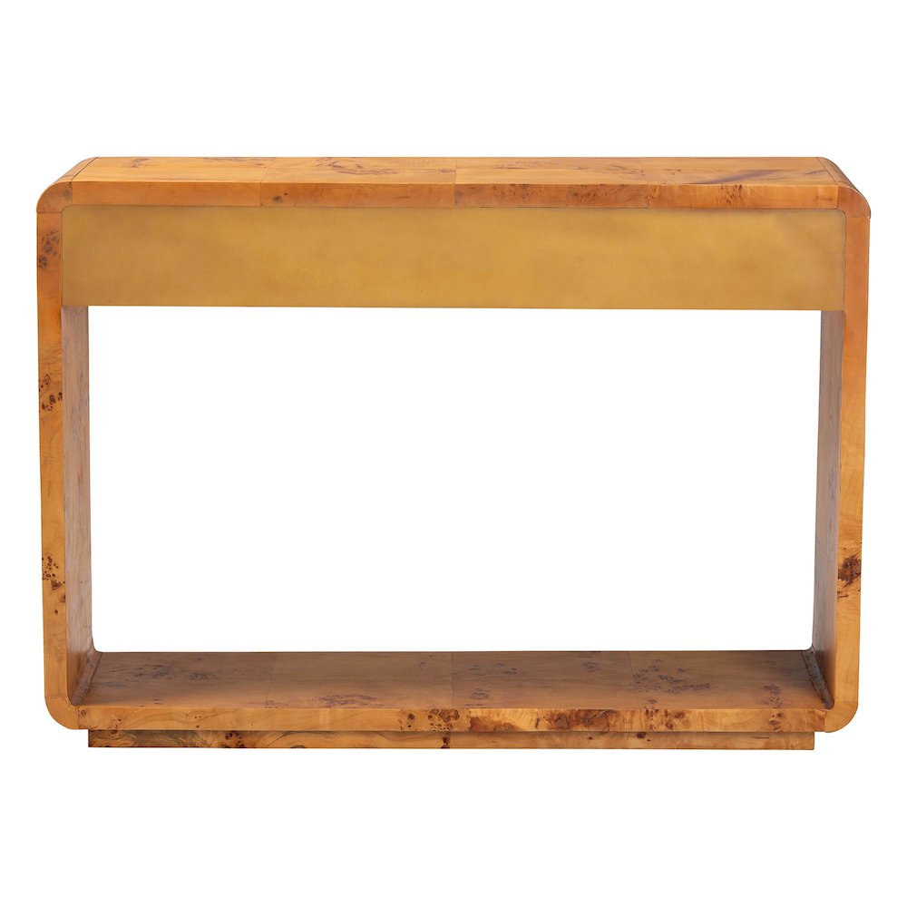 Netra Modern and  Natural Real Burl Wood Console Table