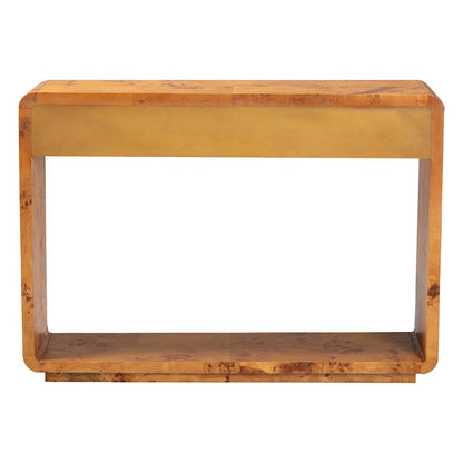 Netra Modern and  Natural Real Burl Wood Console Table