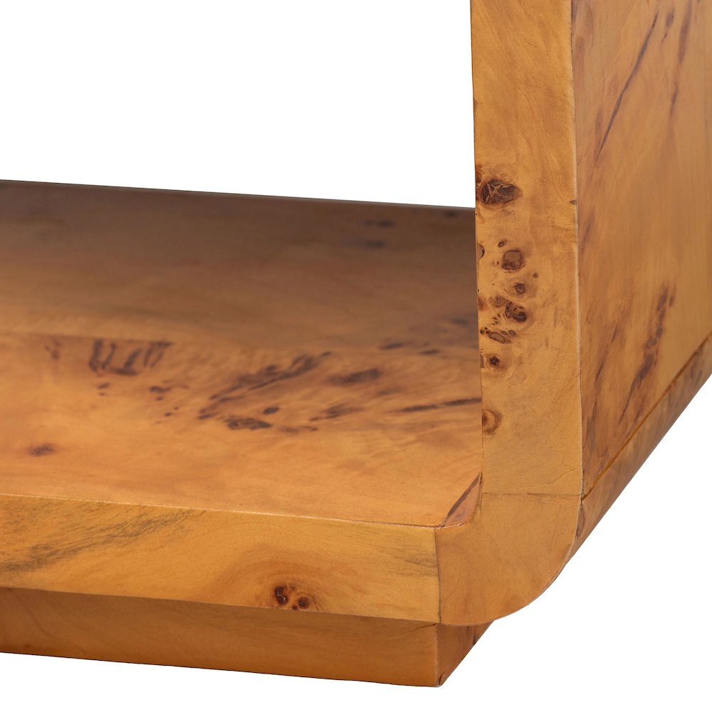Netra Modern and  Natural Real Burl Wood Console Table