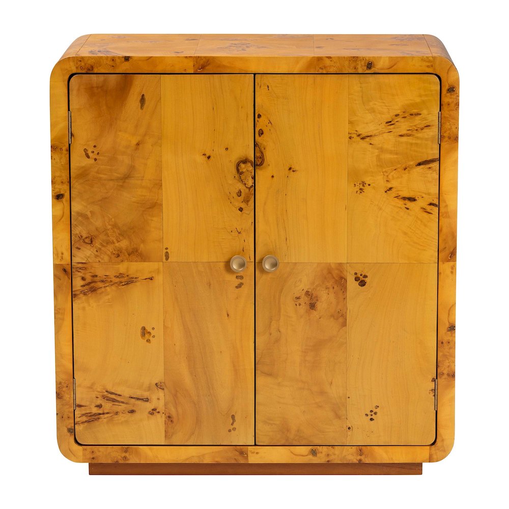 Netra Modern and  Natural Real Burl Wood Storage Cabinet