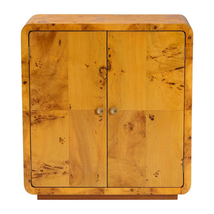 Netra Modern and  Natural Real Burl Wood Storage Cabinet