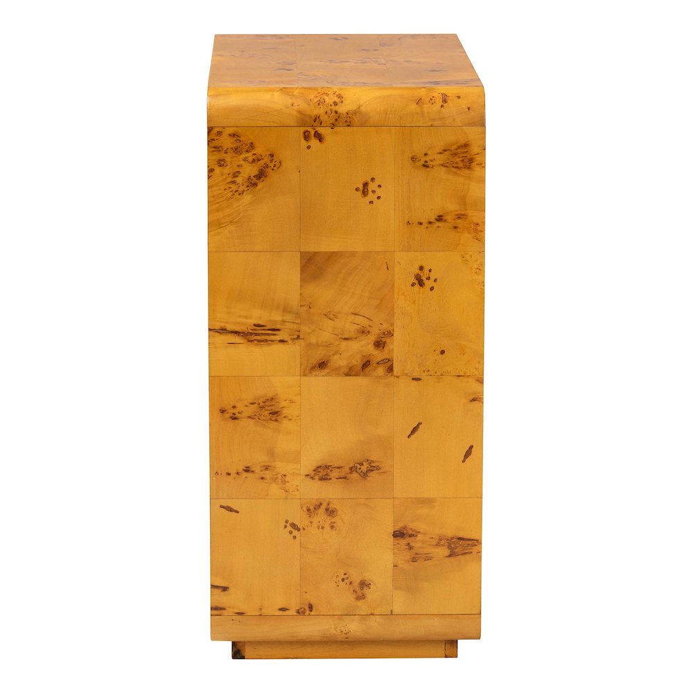 Netra Modern and  Natural Real Burl Wood Storage Cabinet