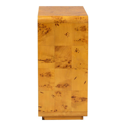 Netra Modern and  Natural Real Burl Wood Storage Cabinet