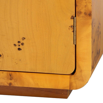 Netra Modern and  Natural Real Burl Wood Storage Cabinet