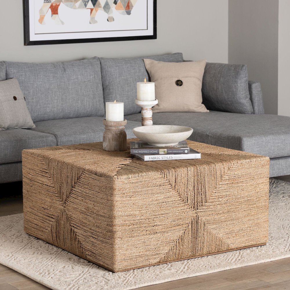 Nakita Japandi Natural Jute Coffee Table