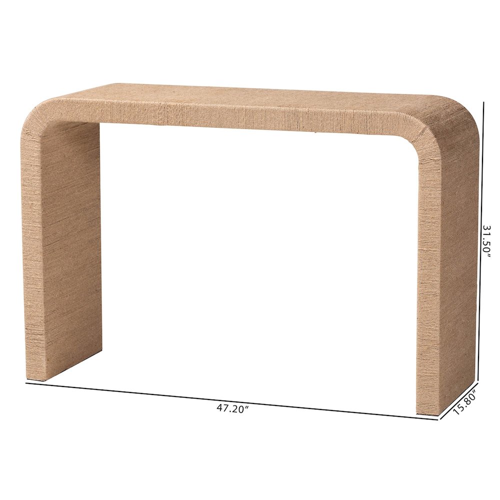 Eviana Japandi Natural Jute Waterfall Console Table