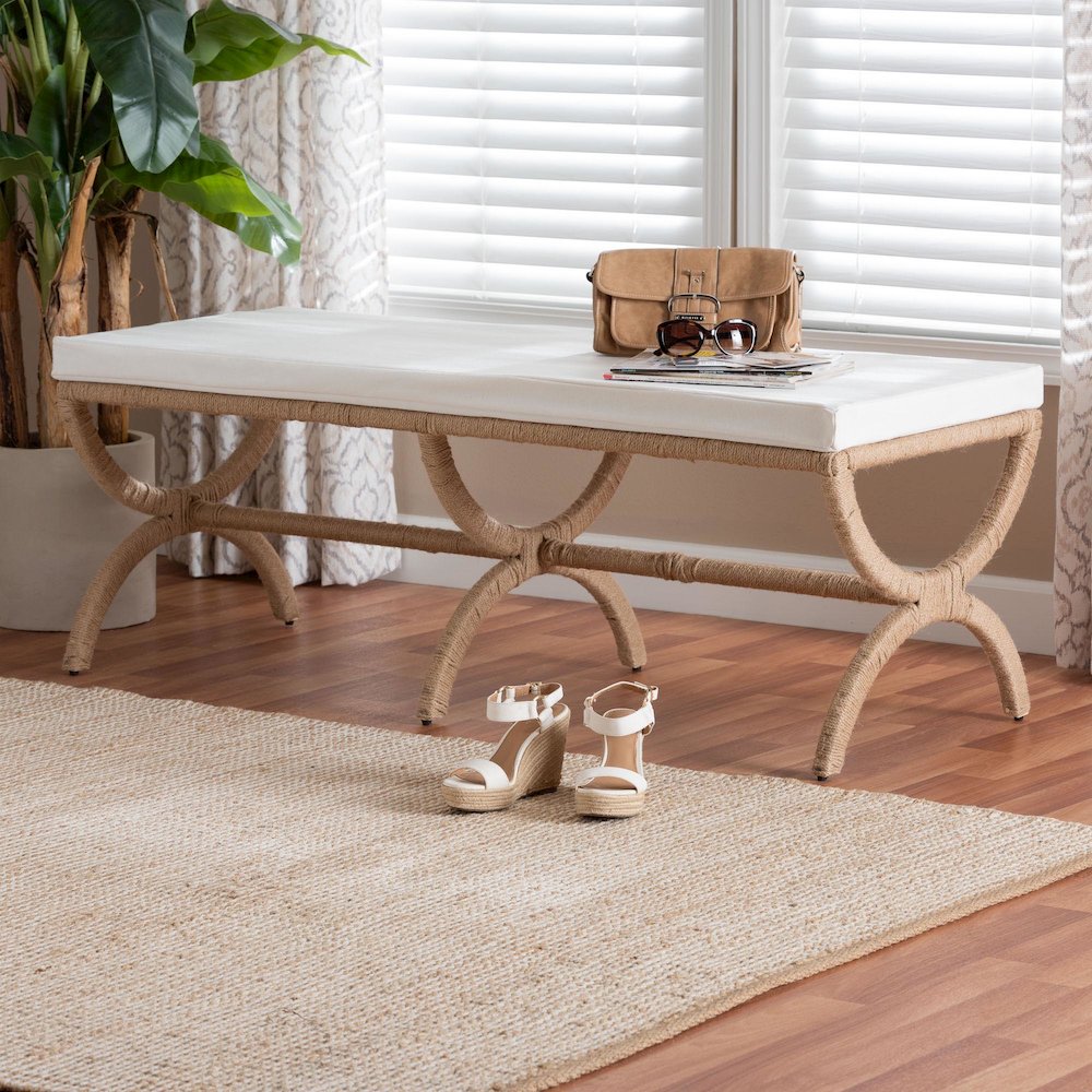 Maliyah Japandi Natural Jute Accent Bench