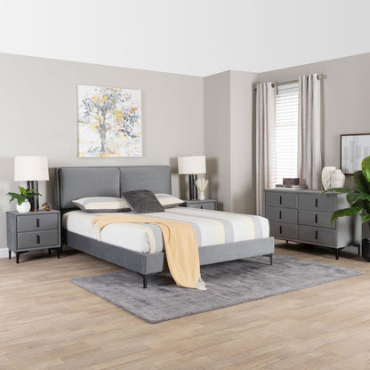 Etienne Modern Slate Grey Velvet Queen 4-Piece Bedroom Set