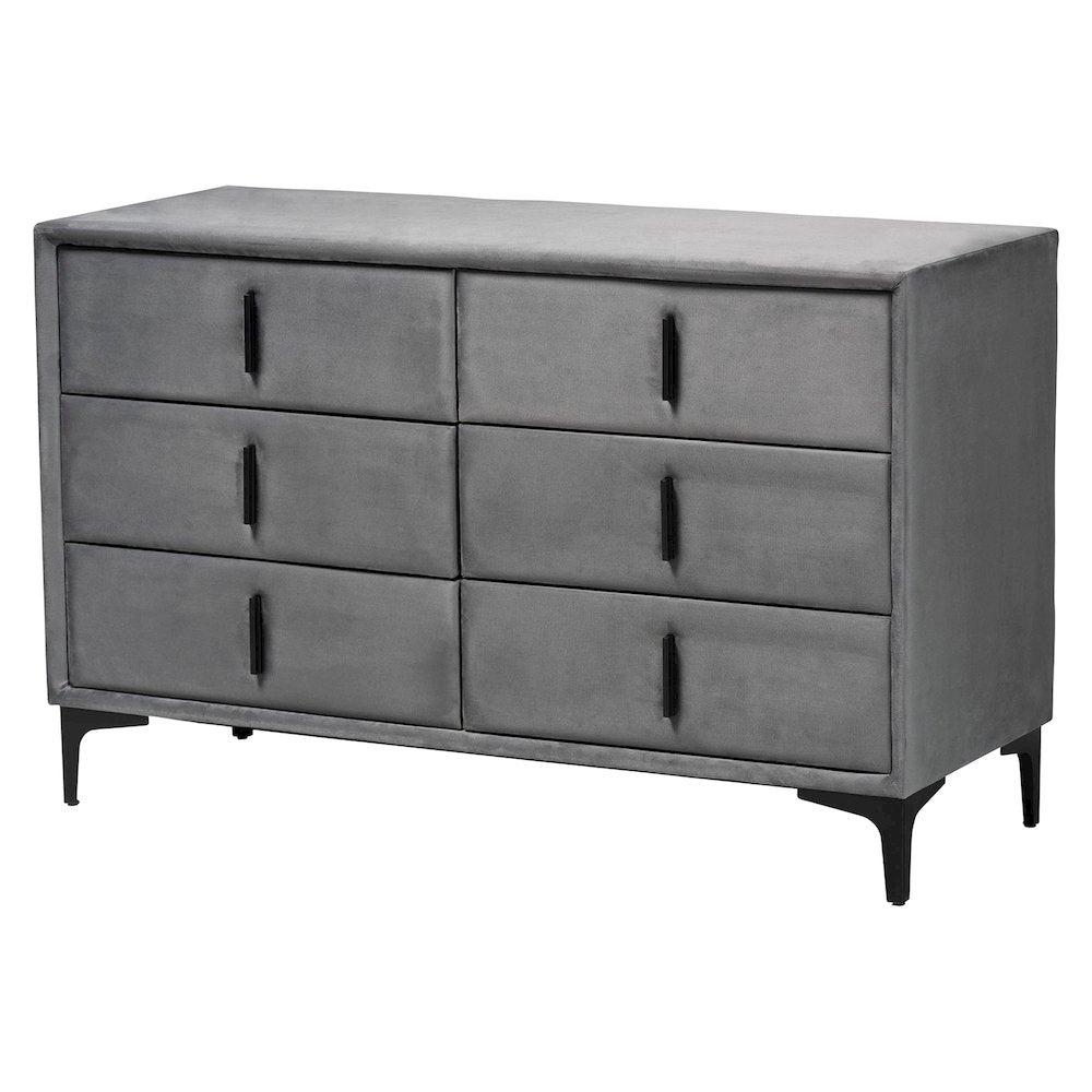 Etienne Modern Slate Grey Velvet Queen 4-Piece Bedroom Set