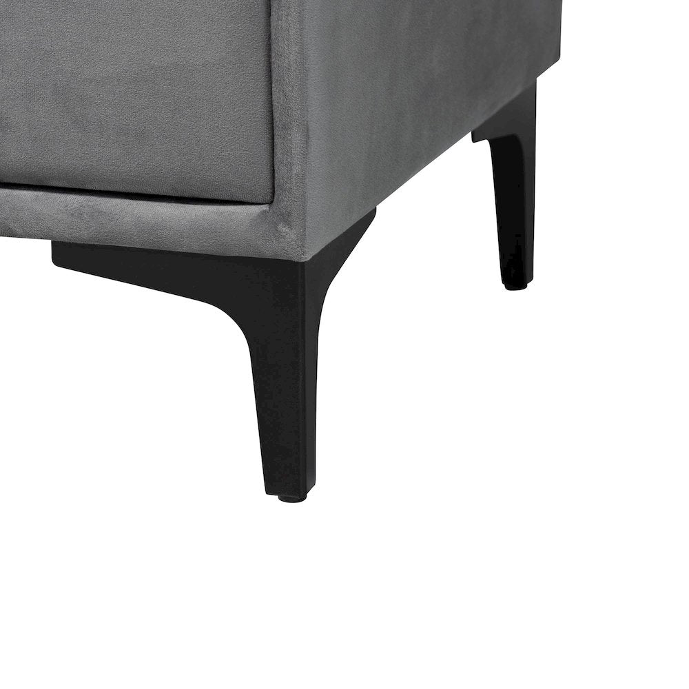 Etienne Modern Slate Grey Velvet Queen 4-Piece Bedroom Set