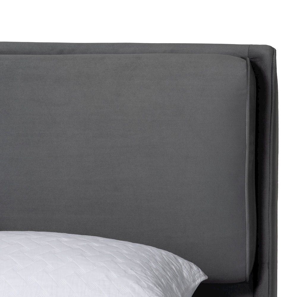 Etienne Modern Slate Grey Velvet Queen 4-Piece Bedroom Set