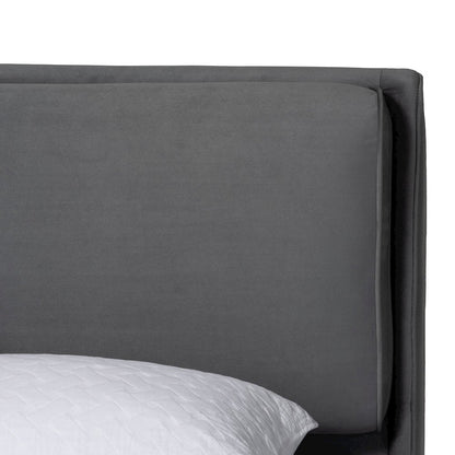 Etienne Modern Slate Grey Velvet Queen 4-Piece Bedroom Set