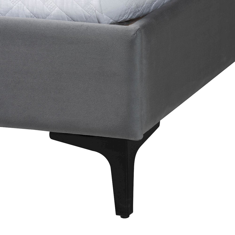 Etienne Modern Slate Grey Velvet Queen 4-Piece Bedroom Set