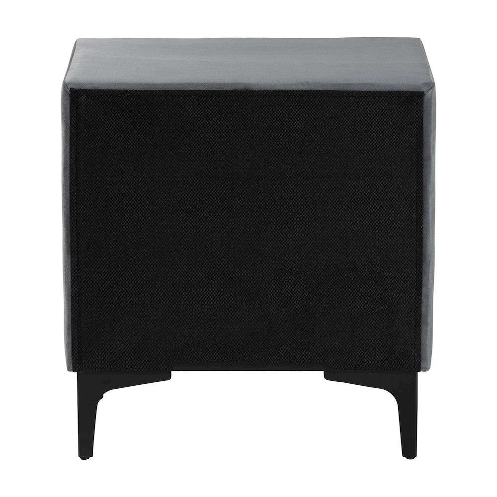 Etienne Modern Slate Grey Velvet 2-Drawer Nightstand