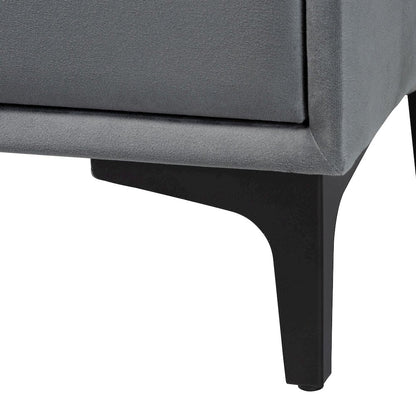 Etienne Modern Slate Grey Velvet 2-Drawer Nightstand