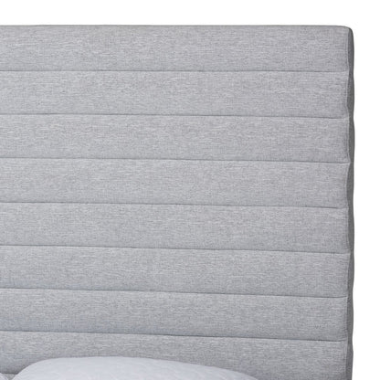 Cadmus Modern Light Grey Channel-Tufted Fabric Queen Platform Bed